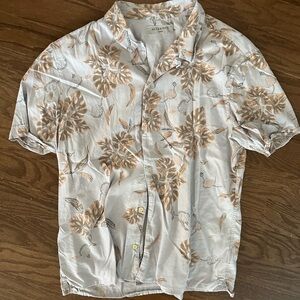 All Saints Casual Tan and White Button Down Shirt